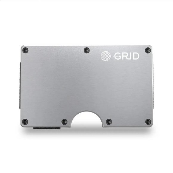 Grid Wallet // Silver Aluminum Minimalist RFID Blocker Slim Profile - Picture 1 of 4